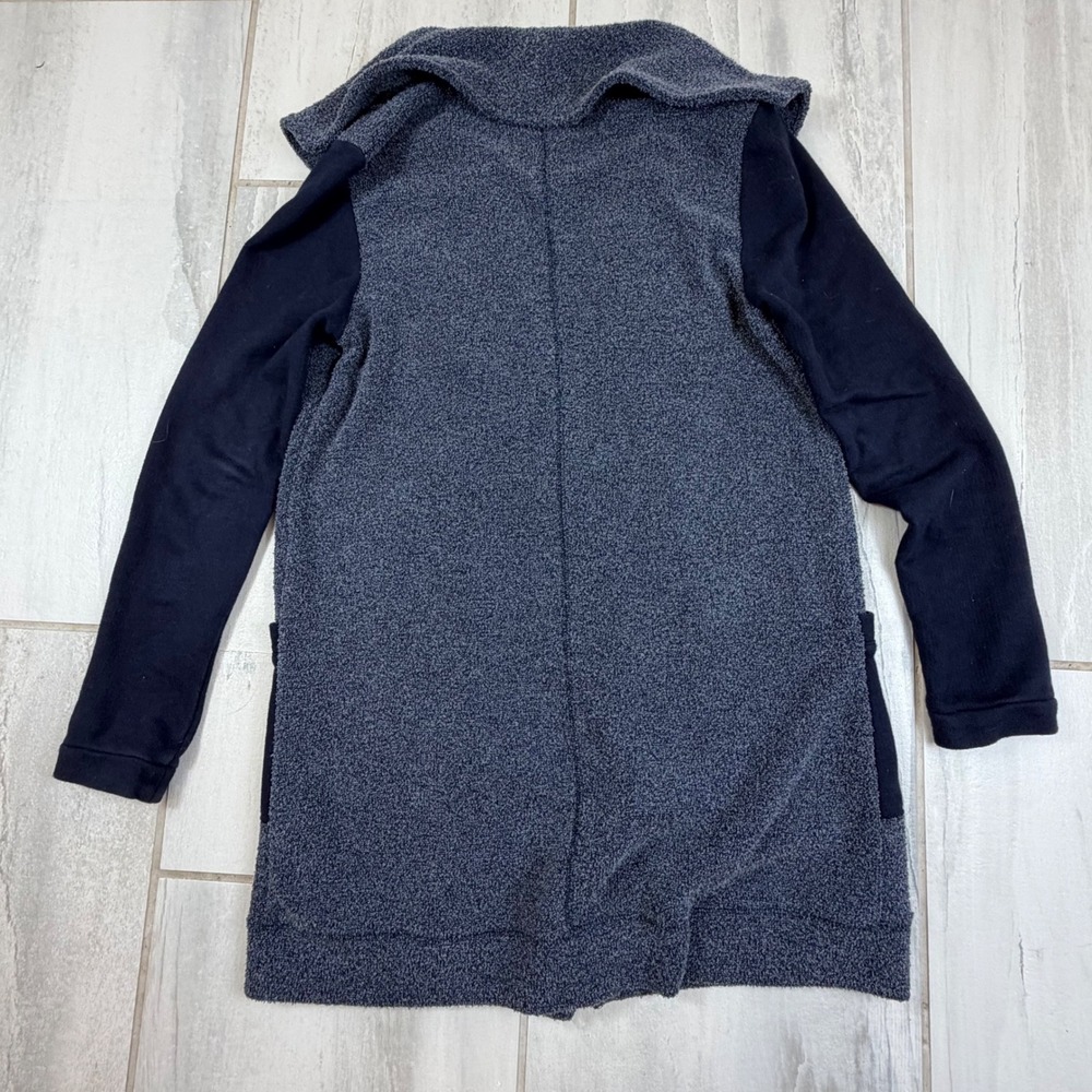 Saturday Sunday Anthropologie Mixed Media Boucle Open Cardigan Navy Grey Small - Picture 9 of 9